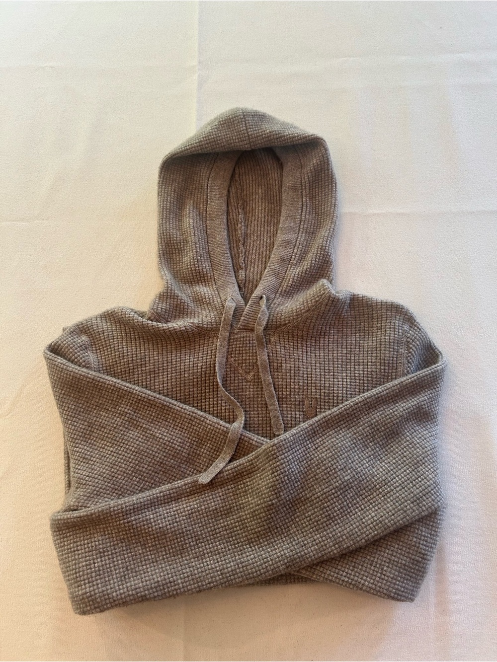 Psycho Bunny Men's Taupe Beige Waffle Knit Pullover Hoodie M
